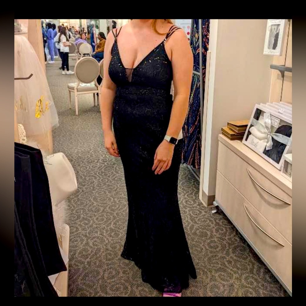 Prom dress worn once. No damage. Added slit on side.